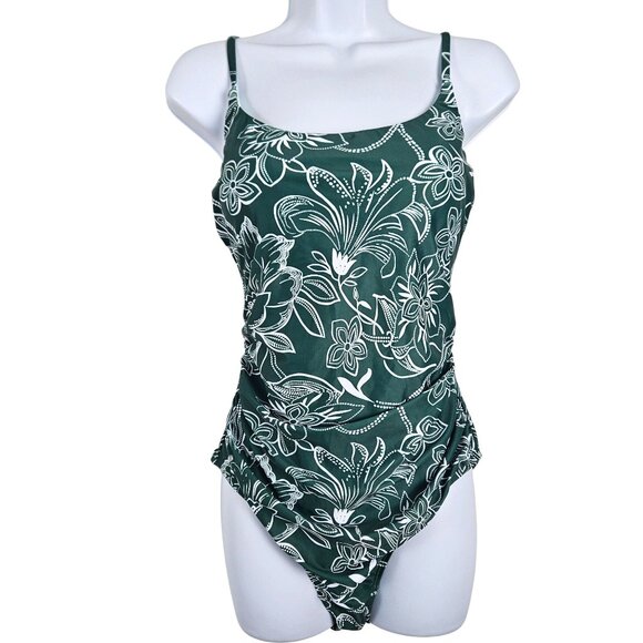 Cupshe Womens Large Floral Print Shirred Cutout One Piece Swimsuit Adjustable - Picture 2 of 8